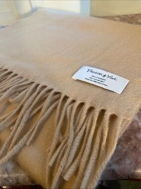 Preston & York Camel Fringe Wool-Blend Scarf